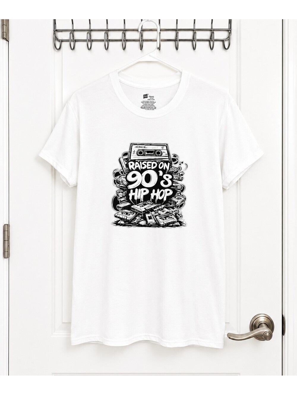 Raised on 90's Hip Hop Graphic T-Shirt – Retro Cassette Tape Rap Tee